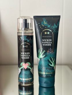 Bath & Body Works Wicked Vanilla Woods Mist + Lotion Set NEW Halloween Fall Vanilla Perfume Body Care Bundle