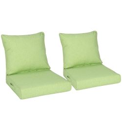Patio Deep Seat Cushion Set, Water Resistant & Fade Resistant Outdoor Furniture Cushions with Adjustable Straps for Patio, Deck, Garden, Set of 2, Gre