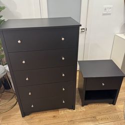 Black Dresser and Night Stand