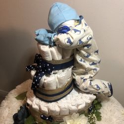 Baby Shower, Pampers Cake With Baby