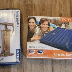 Intex Double Quick III Hand Pump and Intex Classic Downy Airbed (Queen size)