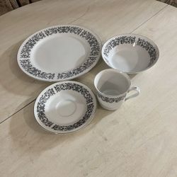 Gray Trim Dinnerware Set 