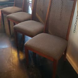 4 Midcentury Danish Modern Highback Cane Dining Chairs