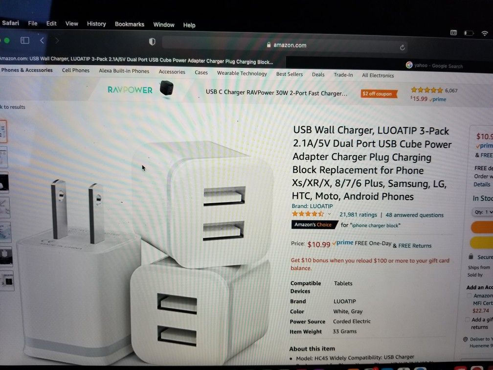 3 Pack USB wall Charger 