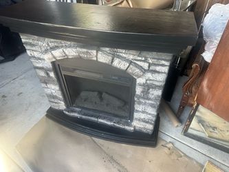 Electric Fireplace Heater with Stone Mantel