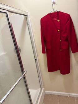 Red Long Jacket with Gold Buttons