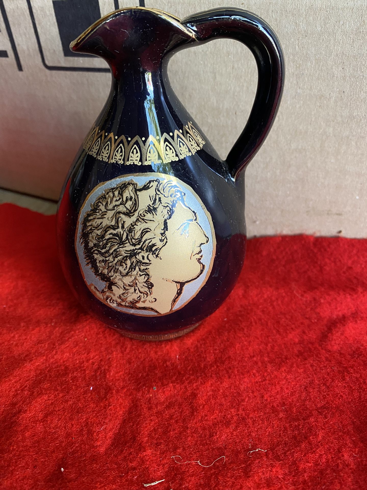 5 Inch 24k Black & Gold Handmade In Greece Greek Ceramic Alexander & The Sun Greek Design Vase