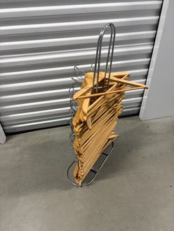 Wooden Hangers with Chrome Hanger Caddy Stand