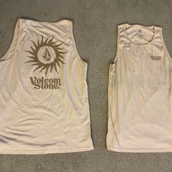 Two Volcom Tank Tops Size L. No Stains Tan. Freshly Laundered. Good Condition 