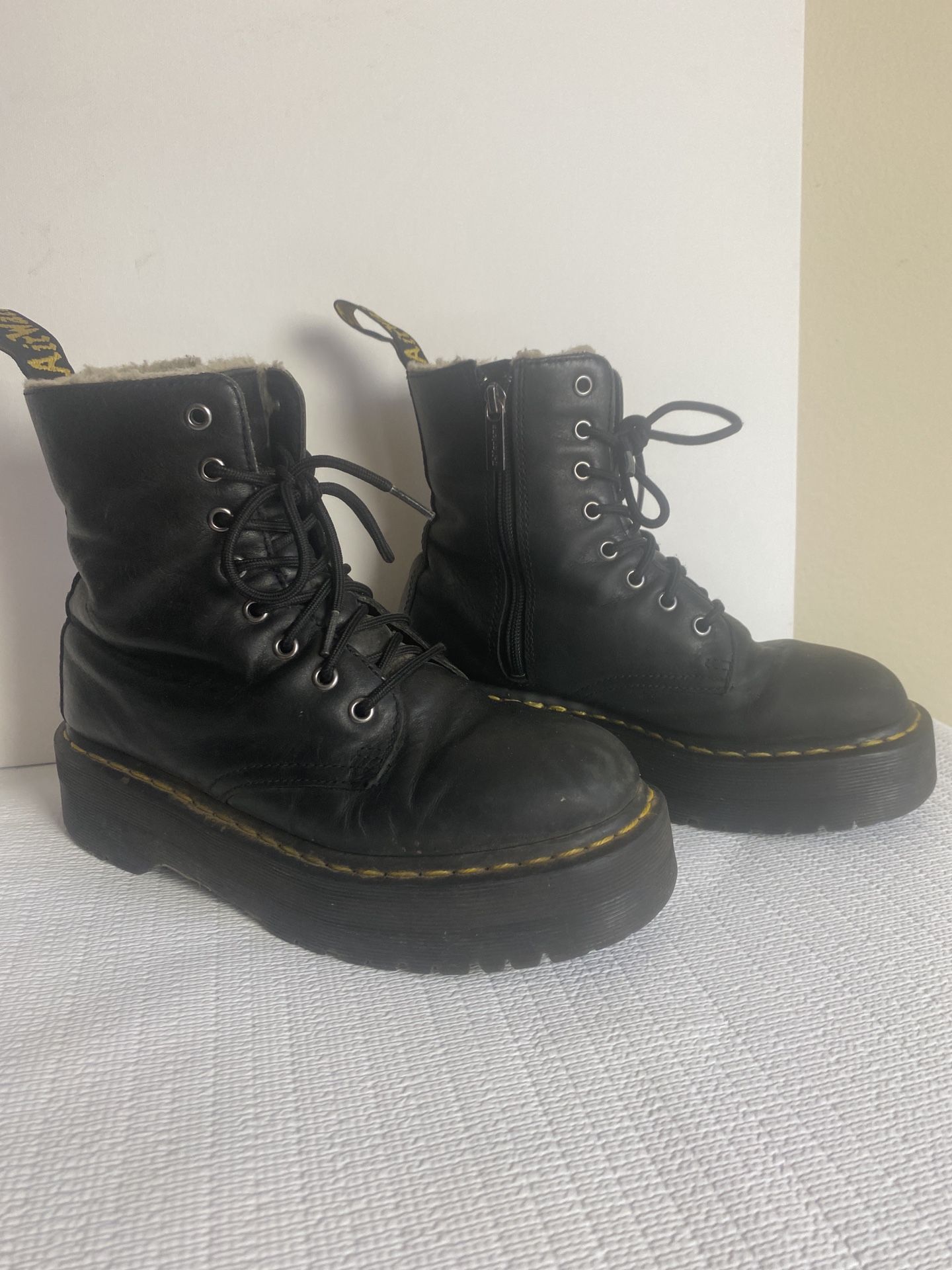 Dr. Martin’s Jaden Faux (vegan) Lined (Unisex)black leather combat boots.