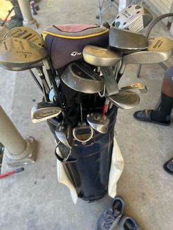 Golf clubs and bag