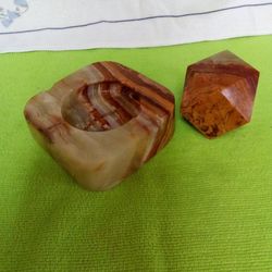 Solid Spanish Alabaster Ashtray & Paperweight 