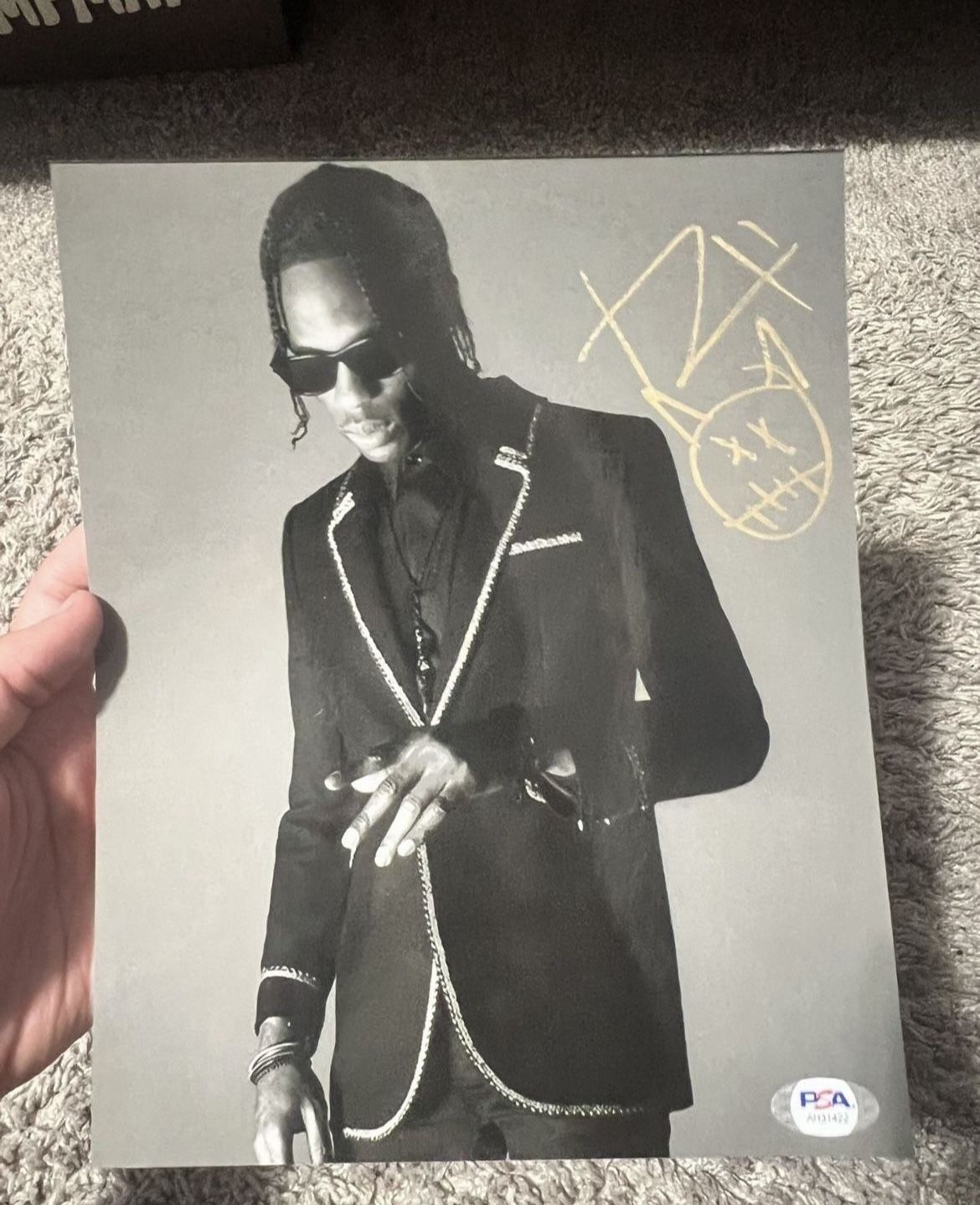 Travis Scott Signed 8x10 Photo With Cactus Jack Drawing (PSA Authenticated)