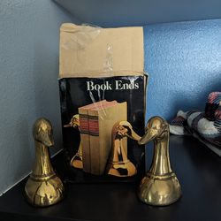 Vintage Brass Duck Bookends