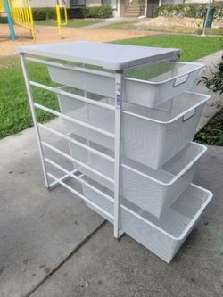 White Metal Mesh Drawer Storage Cart