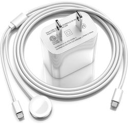 Apple Watch Charger [Apple MFi Certified]2023 Upgraded 2-in-1 USB C Fast Charge,6FT Smart iWatch Magnetic Charging Cable with 15W Wall Charger Block f