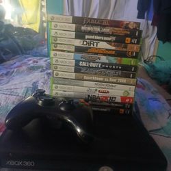 Xbox 360 Console, Cords, Controller And 14 Games