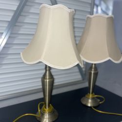 Set of 2 Table Lamps – Classic Brass Base with Cream Shades