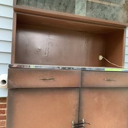 Vintage Brown Metal Utility Cabinet 