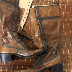 Vintage Lace Up Leather Boots  Size 7 