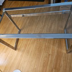 Modern Desk Table Minimalist Chrome and Glass