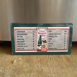 Mountain Dew Menu Sign