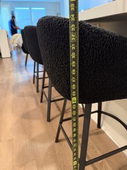 (3) black boucle bar chairs