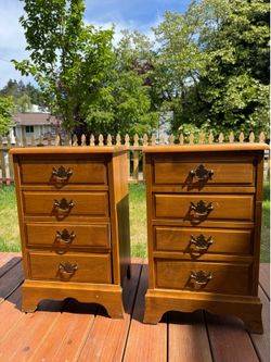 Set of Traditional 4-Drawer Wood Nightstands Dresser End Table
