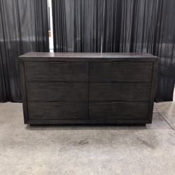 Contemporary Dark Wood Six-Drawer Dresser