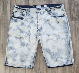Decibel Dry Goods Mens 40x12 Acid Wash Light Denim Blue Jean Shorts