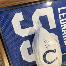Darius/Shaquille Leonard signed custom colts jersey and white colts ball