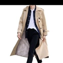 Pantene Men's Double Breasted Trench Coat Oversized Long Tan Jacket 2X Big Men