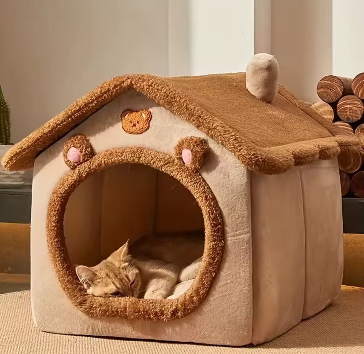 Foldable Pet House Removable Washable Cat House Puppy Cave Sofa Pet Bed - Large