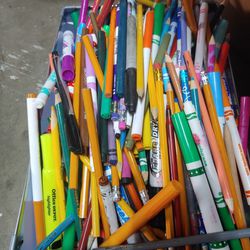 Bin Of Pencils, Pens, Etc