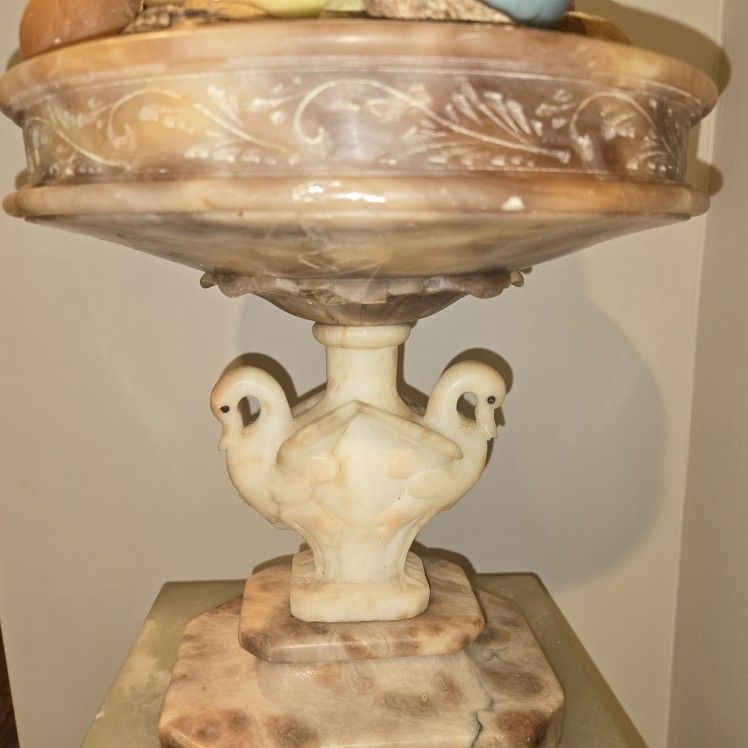 An Onyox Marble Pedestal With Marble Tazza