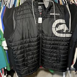 Ecko Unltd Black Puffer Vest Hoodie – Men’s Size XL