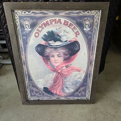 Vintage Framed Olympia Beer Advertising Sign