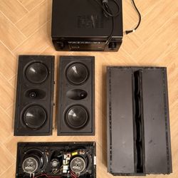 In wall speaker system (L/R & Middle speaker + in wall subwoofer & covers)