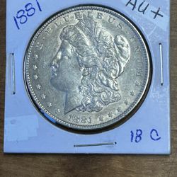 1881 Morgan Silver Dollar… AU+…18C