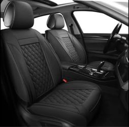 Car Seat Covers – Universal Fit Full Set Black Faux Leather – Vankerful