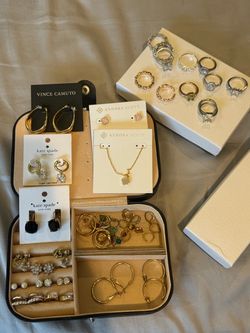 Assorted designer necklace, earrings, and rings that are some plated some 925 silver, CZ and Moissanite- all GORGEOUS & NEW!