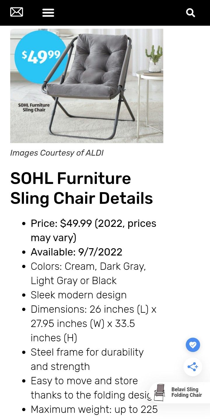 SOHL SLING CHAIR..... CHECK OUT MY PAGE FOR MORE ITEMS