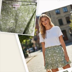 Brand New With Tags Shyanne Floral Ruffle Hem Ladder Lace Trim Elastic Waist Skirt Sz XL