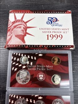 🇺🇸 1999 US Mint Silver Proof Set 9-Coin OGP COA ✨