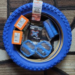 NEW Bicycle Bmx Jr Parts Bundle 16" Blue Knobby Tread