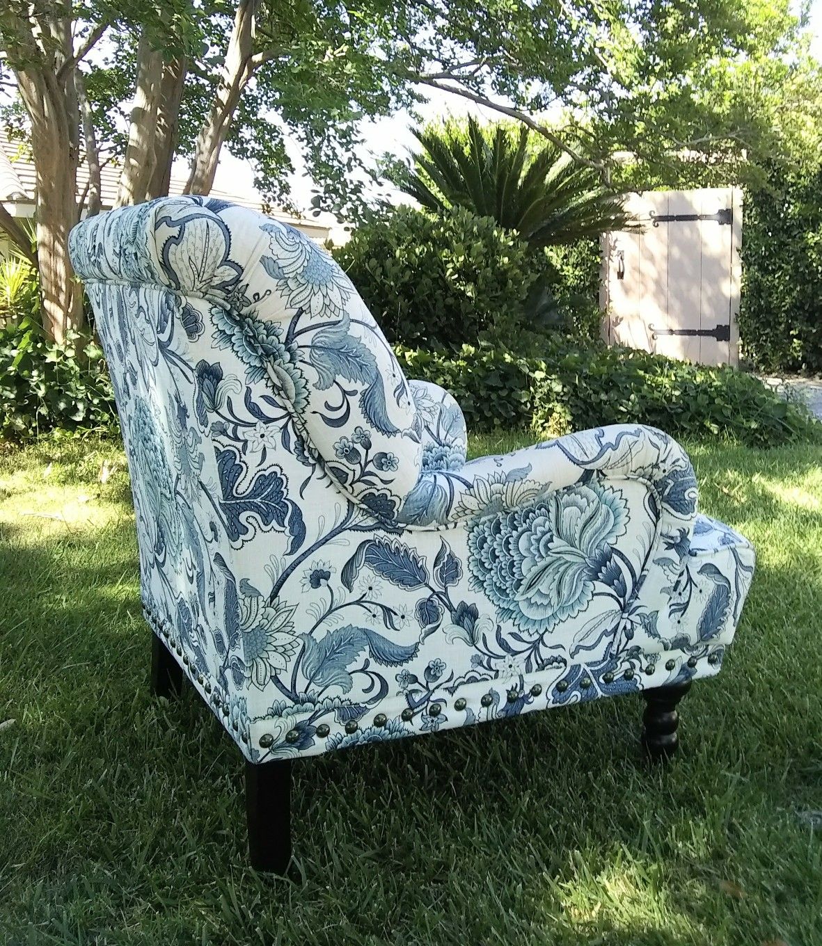 Chas indigo blue floral armchair hot sale