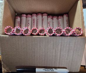 (19) rolls of 2022 Philadelphia mint pennies, Barely Uncirculated.   Loomis Rolled.