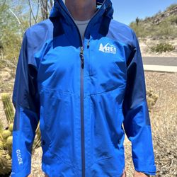 REI Co-Op Rain Jacket Hooded Mens Blue Size Medium