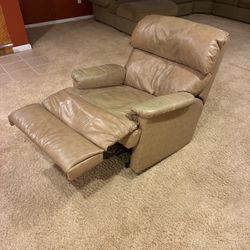 Tan Faux Leather Manual Recliner