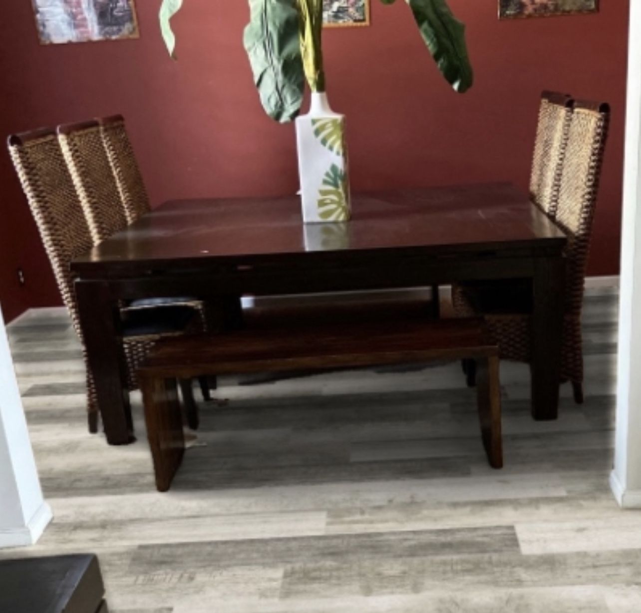 Exoctic Dinning Table W/6 Chairs & 2 Benches